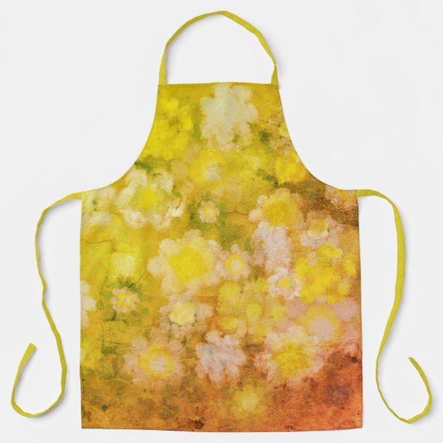 Tablier Peinture d'aquarelle Abstraite de fleurs rétro (Recto)
