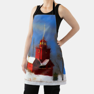 Tablier Peinture de phare rouge - Art original