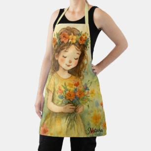 Tablier Peinture de prairie retro personnalisée