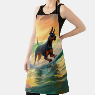 Tablier Peinture de Surf à la Plage de Doberman
