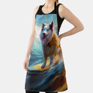 Tablier Peinture de surf de plage de Malamute d'Alaska