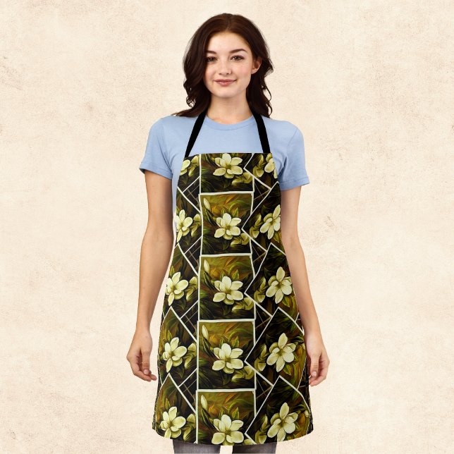 Tablier Peinture vintage Magnolia Botanique encadrée (Créateur téléchargé)