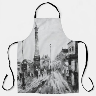 Tablier Peintures artistiques en noir et blanc.