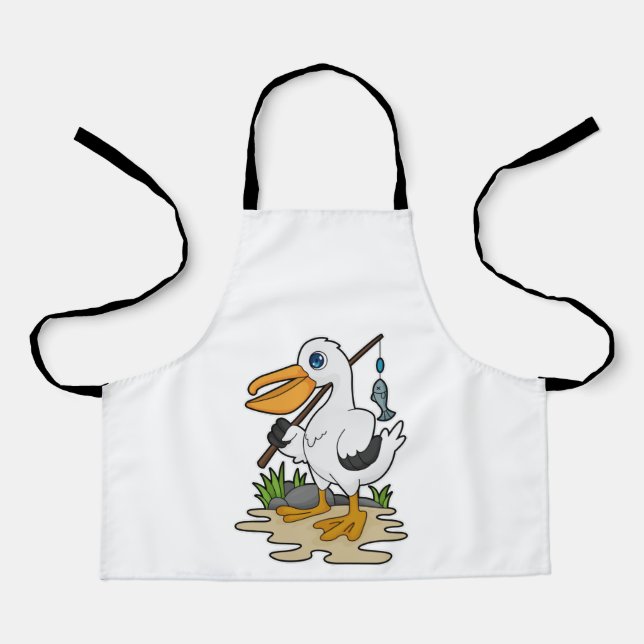Tablier Pélican comme pêcheur avec la baguette de pêche et (Recto)