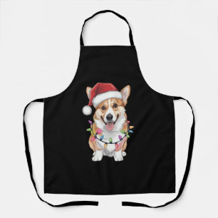 Tablier Pembroke Welsh Corgi Père Noël Lumières des arbres