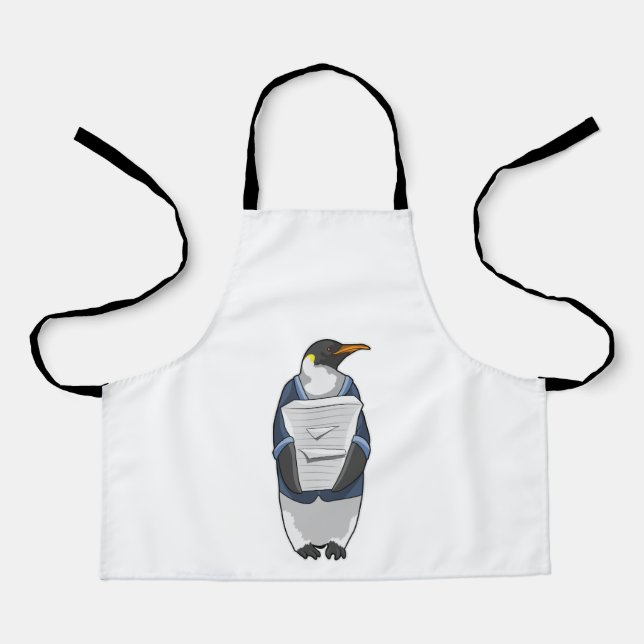 Tablier Penguin comme secrétaire avec pile de papier (Recto)