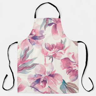 Tablier Peonies Motif sans sourire. Arrière - plan aquarel