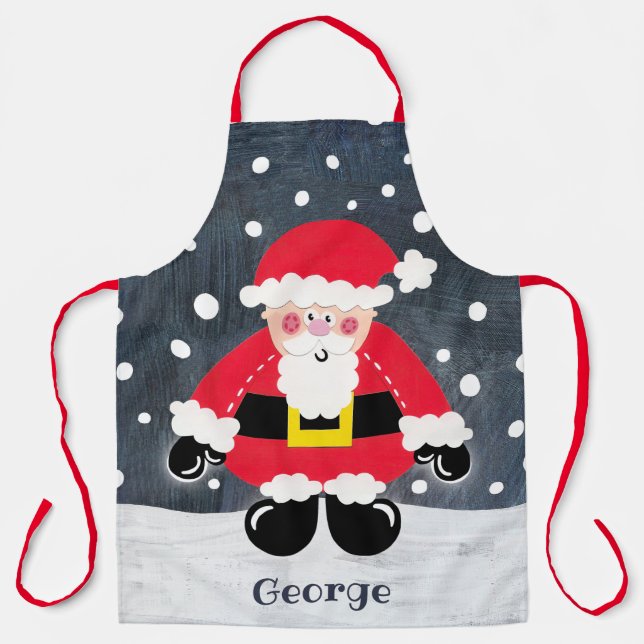 Tablier Père mignon personnalisé Noël Père Noël Père Noël (Recto)