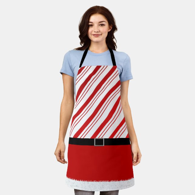 Tablier Père Noël aide mignonne Noël rayé (Porté)