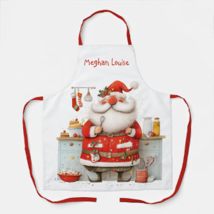 Tablier Père Noël capricieux illustration de chef de Noël