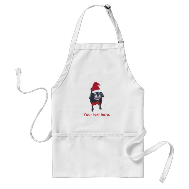 Tablier Père Noël Carlin Chien Rouge Bow Votre Texte Tabli (Devant)