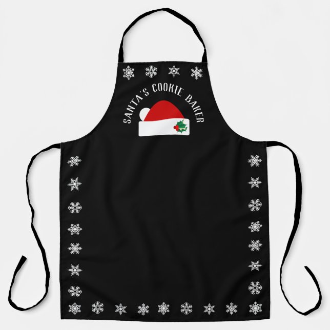 Tablier Père Noël Cookie Baker l Santa Hat l Snowflakes (Recto)