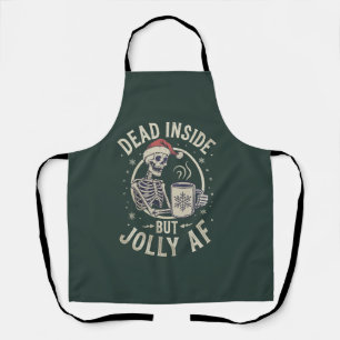 Tablier Père Noël Crâne Mort à l'Intérieur Noël Vintage Jo