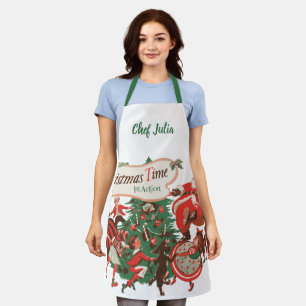 Tablier Père Noël de Noël vintage et enfants dansants