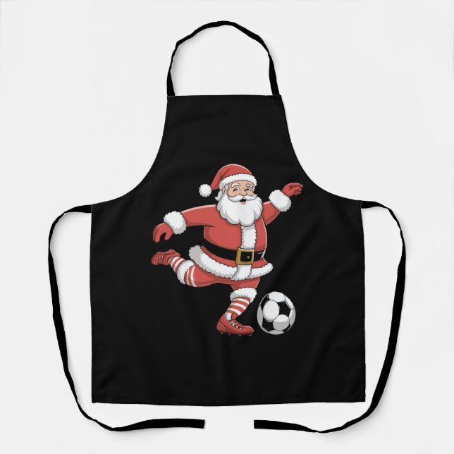 Tablier Père Noël joue au football Sports de Noël (Recto)