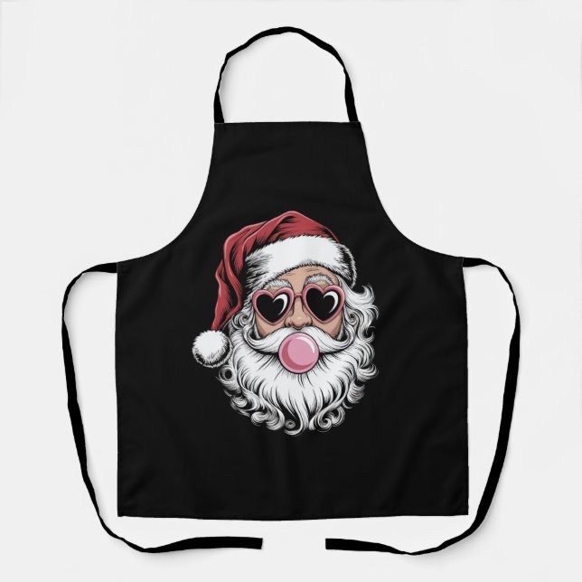 Tablier Père Noël Rétro Avec Des Lunettes Qui Soufflent La (Recto)