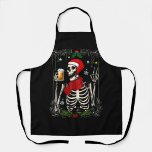 Tablier Père Noël Skeleton Boire Bière Retro Joyeux Noël