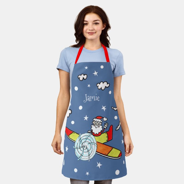 Tablier Père personnalisé Noël Père Noël Père Noël Avion (Porté)