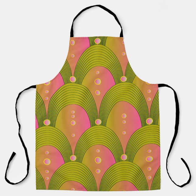 Tablier Perles Arcs Imaginaire vert rose (Recto)