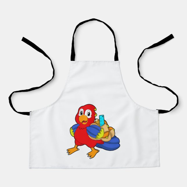 Tablier Perroquet comme étudiant avec sac à dos (Recto)