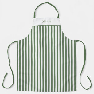 Tablier Personalised Forest Green Stripe Pattern Apron