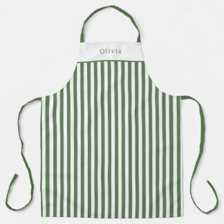 Tablier Personalised Forest Green Stripe Pattern Apron