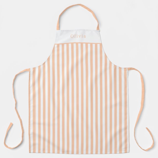 Tablier Personalised Peach Stripe Pattern Apron (Recto)