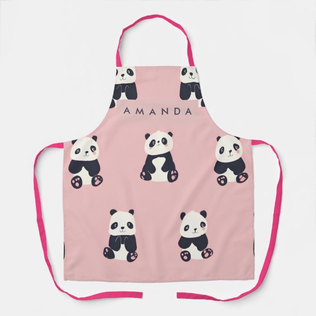 Tablier Personalized Adorable Panda Pattern (Recto)