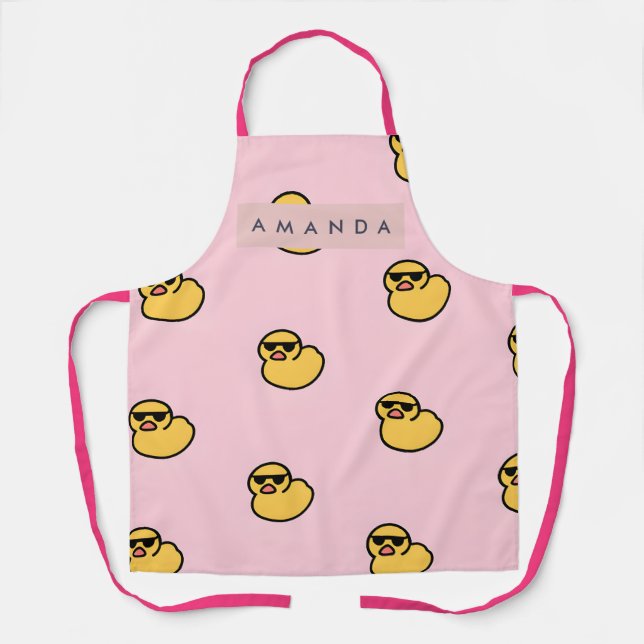 Tablier Personalized Cool Yellow Rubber Duck Pattern (Recto)