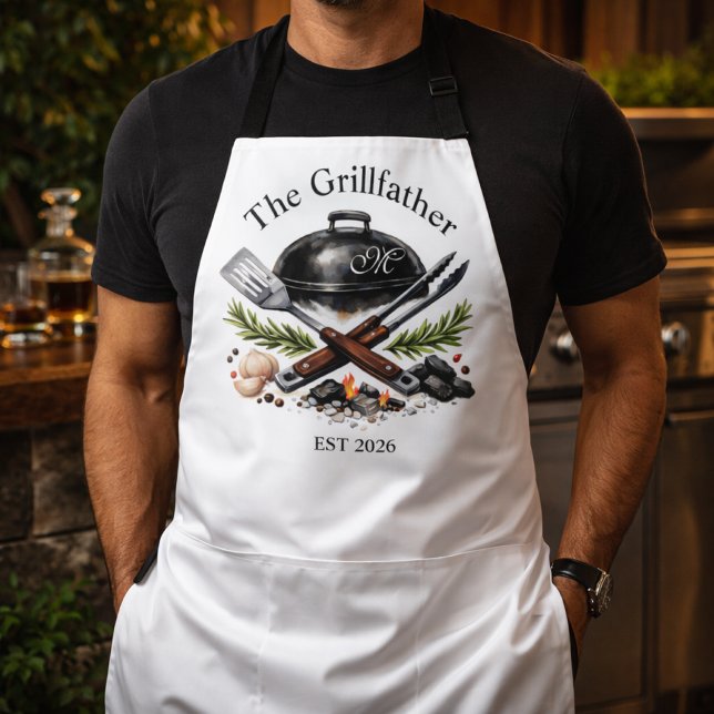 Tablier Personalized Grillfather Monogram (Créateur téléchargé)