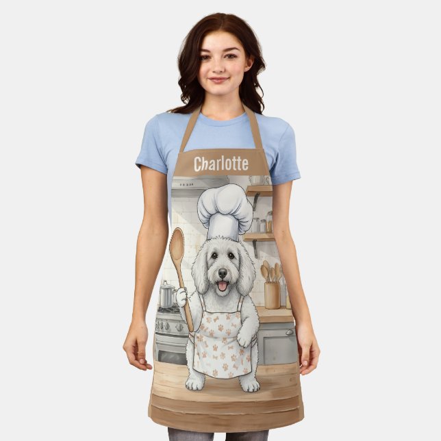 Tablier Personalized Name Cooking Poodle Dog Chef (Porté)