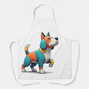 Tablier Personnage de chien de dessin animé 3D multicolore