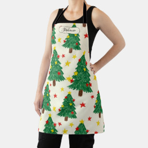 Tablier Personnage de motif d'arbre de Noël dessiné à la m