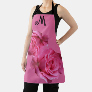 Tablier Personnalisable tendance M nom rose rose rose fleu