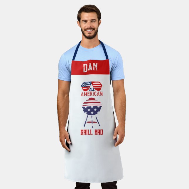 Tablier Personnalisable Tous American Grill Bro Patriotic  (Porté)