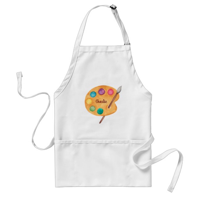 Tablier personnalisation NOM Palette d'art artiste peindre (Devant)