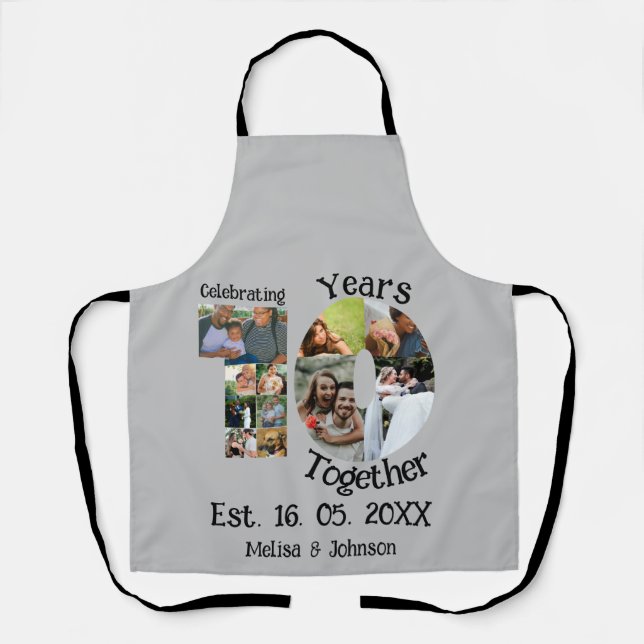 Tablier Personnalisé 10e anniversaire mariage 11 photo col (Recto)