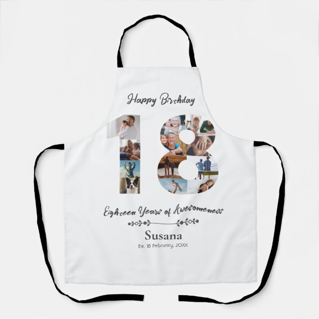 Tablier personnalisé 18e anniversaire avec photo C (Recto)