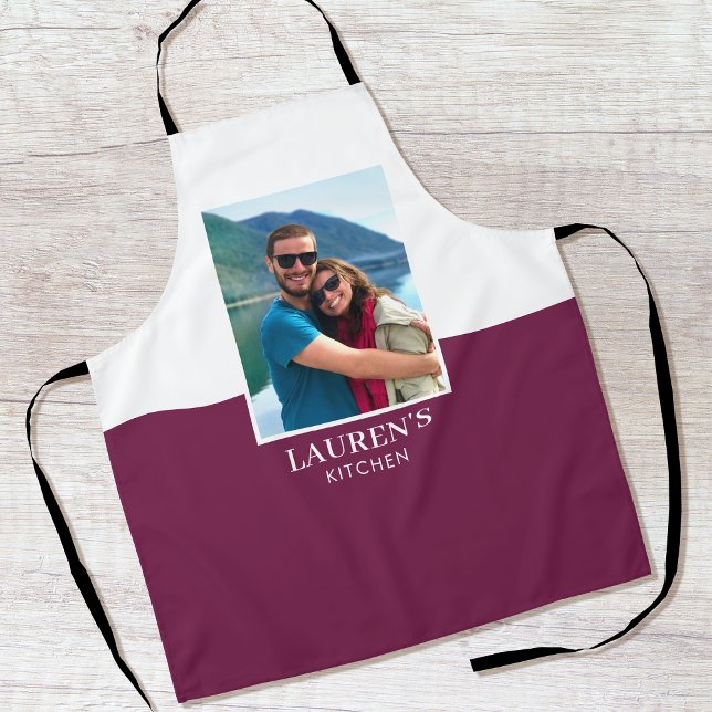 Tablier Personnalisé Ajouter Votre Nom Photo Plum Modern (Créateur téléchargé)