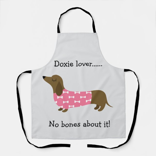 Tablier personnalisé avec Dachshund rose (Recto)