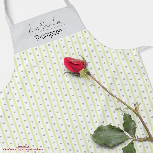 Tablier Personnalisé charmant coeur pastel motif Verdure (Créateur téléchargé)