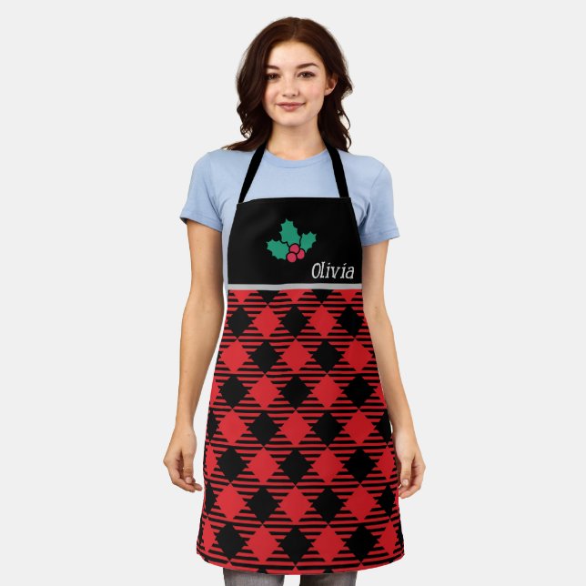 Tablier Personnalisé Chef Noir Cadeau de Noël personnalisé (Porté)
