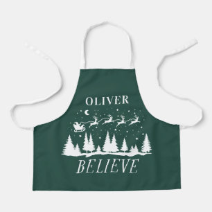 Tablier Personnalisé Croire au Père Noël Traîneau Noël cor