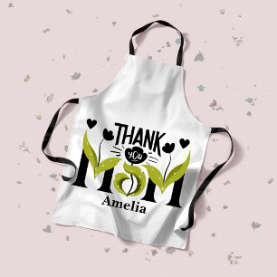 Tablier Personnalisé Floral 'Merci Maman'