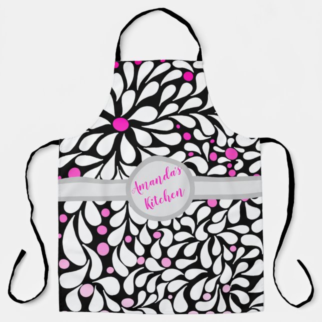 Tablier Personnalisé Gras fleurs modernes avec rose ombre (Recto)