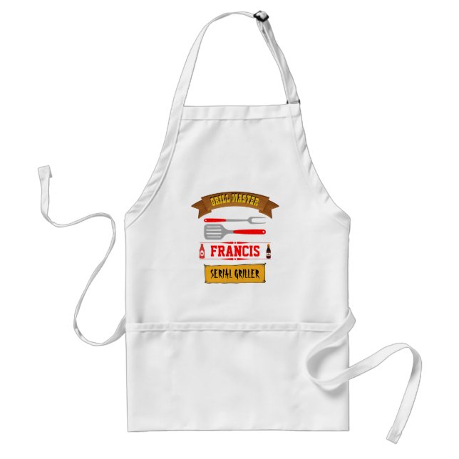 Tablier personnalisé Grill Master avec nom modifia (Devant)