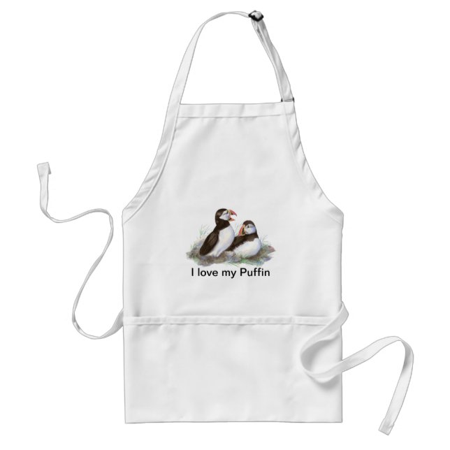 Tablier Personnalisé "I love my Puffin", de mignonettes d' (Devant)