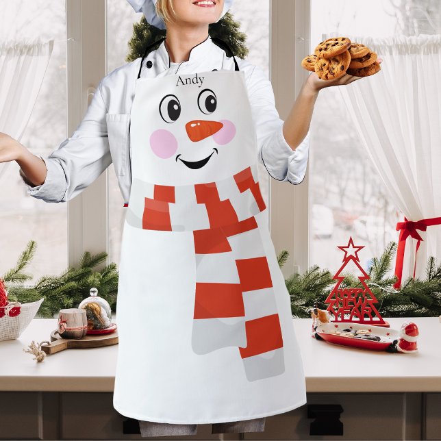 Tablier Personnalisé Joli visage Snowman souriant (Créateur téléchargé)