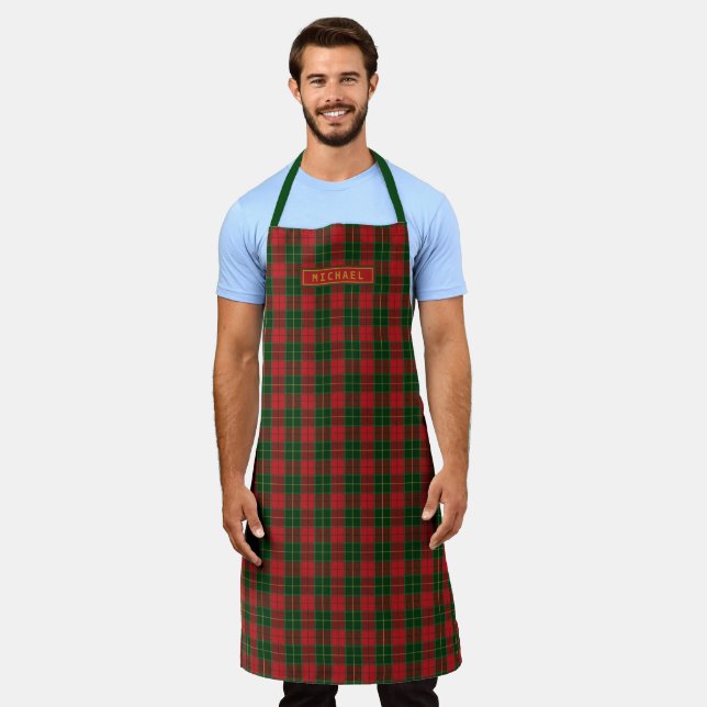 Tablier Personnalisé Mens Scottish Christmas Tartan Plaid (Porté)