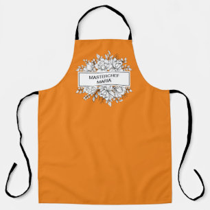 Tablier PERSONNALISÉ Minimal Floral Étiquette Orange Apron